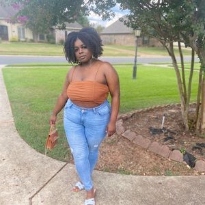 Brown Mesh Cropped Top